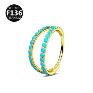 Thin Rod Silver Gold Turquoise / 0.8 1.2 X12mm