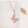 Wholesale Fashion Butterfly Titanium Steel Plating Zircon Pendant Necklace