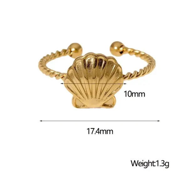 Wholesale PVD Coated Real Gold Plated 18K Gold Shell 304 Stainless Steel Hawaiian Marine Style IG Style Waterproof Non Tarnish Open Rings