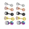 Fashion Solid Color Stainless Steel Inlay Artificial Gemstones Ear Studs 1 Piece