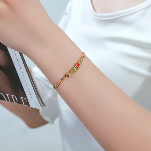 Wholesale Xuping New Drop Oil Series Geometric Square Lightweight Imitation Gold Color Children's Bracelets