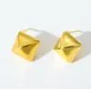 Wholesale Electroplating Golden Plated Irregular Square Heart Shape 304 Stainless Steel Casual Basic Modern Style Polishing Three-dimensional Earrings Ear Studs