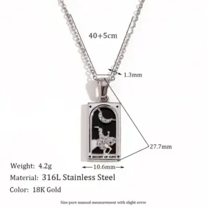 Original New Tarot Necklace-Steel Color-Holy Cup Knight