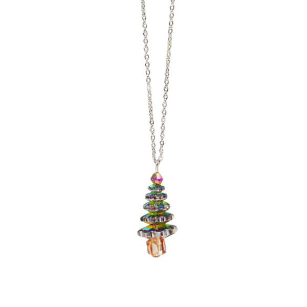 Wholesale Crystal-plated Christmas tree necklace
