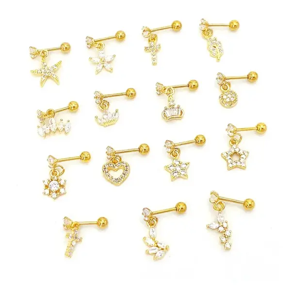 Wholesale Stainless Steel Zircon Star Waterproof Non Tarnish Surgical Steel Elegant Ear Studs For Women'S