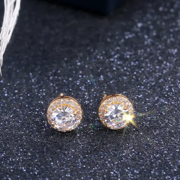 Fashion Geometric Diamond Copper Artificial Gemstones Earrings
