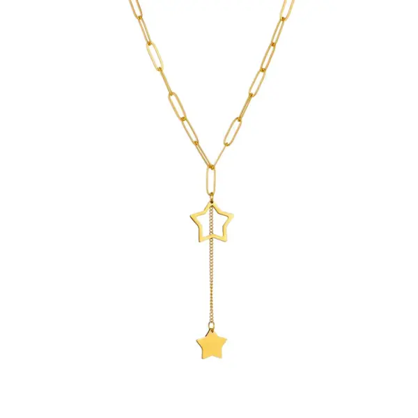 Wholesale PVD Coated 18K Gold Plated Geometric 304 Stainless Steel Waterproof Non Tarnish 304 Stainless Steel Necklace