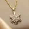 Wholesale 201 Stainless Steel Copper Plating Inlay Snowflake Zircon Pendant Necklace