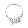 Wholesale Sweet Love Butterfly Titanium Steel Plating Artificial Crystal Artificial Pearls Bangle