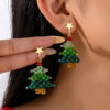 Wholesale Christmas green and white Christmas tree earrings