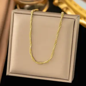 3 [Ah149] round Snake Bead Necklace / Gold