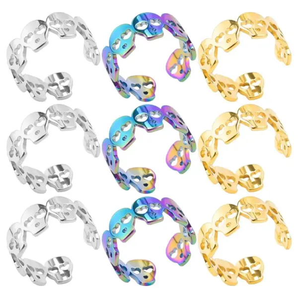 PVD Coated Real Gold Plated 18K Gold Skull 304 Stainless Steel Commute Waterproof Non Tarnish Rings