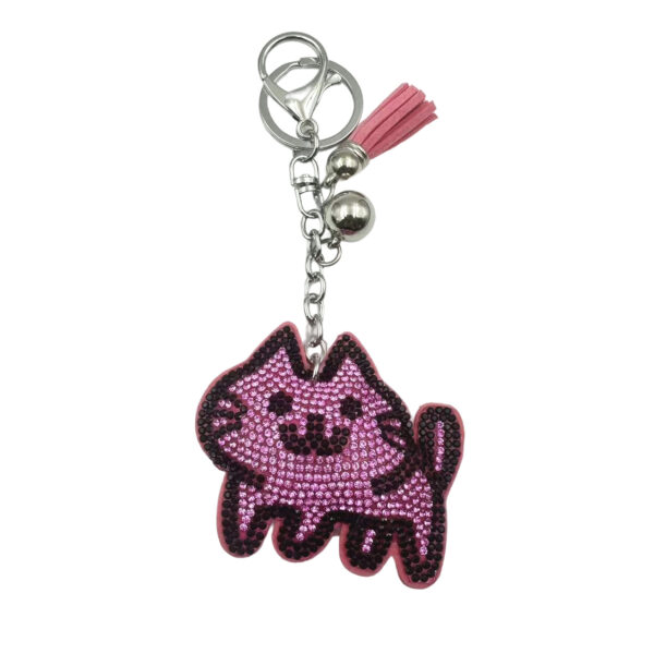 Wholesale New cute cartoon cat diamond keychain rhinestone cat bag tassel pendant creative gifts wholesale in stock