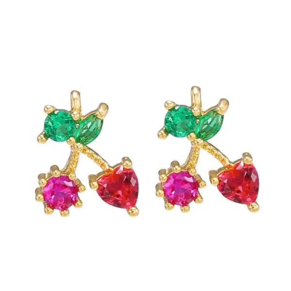 Wholesale Simple Style Fruit Copper Zircon Earrings