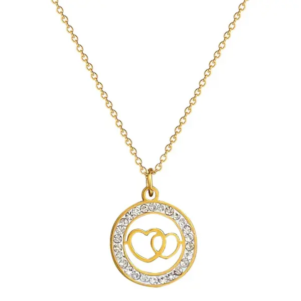 Wholesale PVD Coated Real Gold Plated Heart Shape Stainless Steel Basic Sweet Classic Style Waterproof Non Tarnish Titanium Steel Pendant Necklace