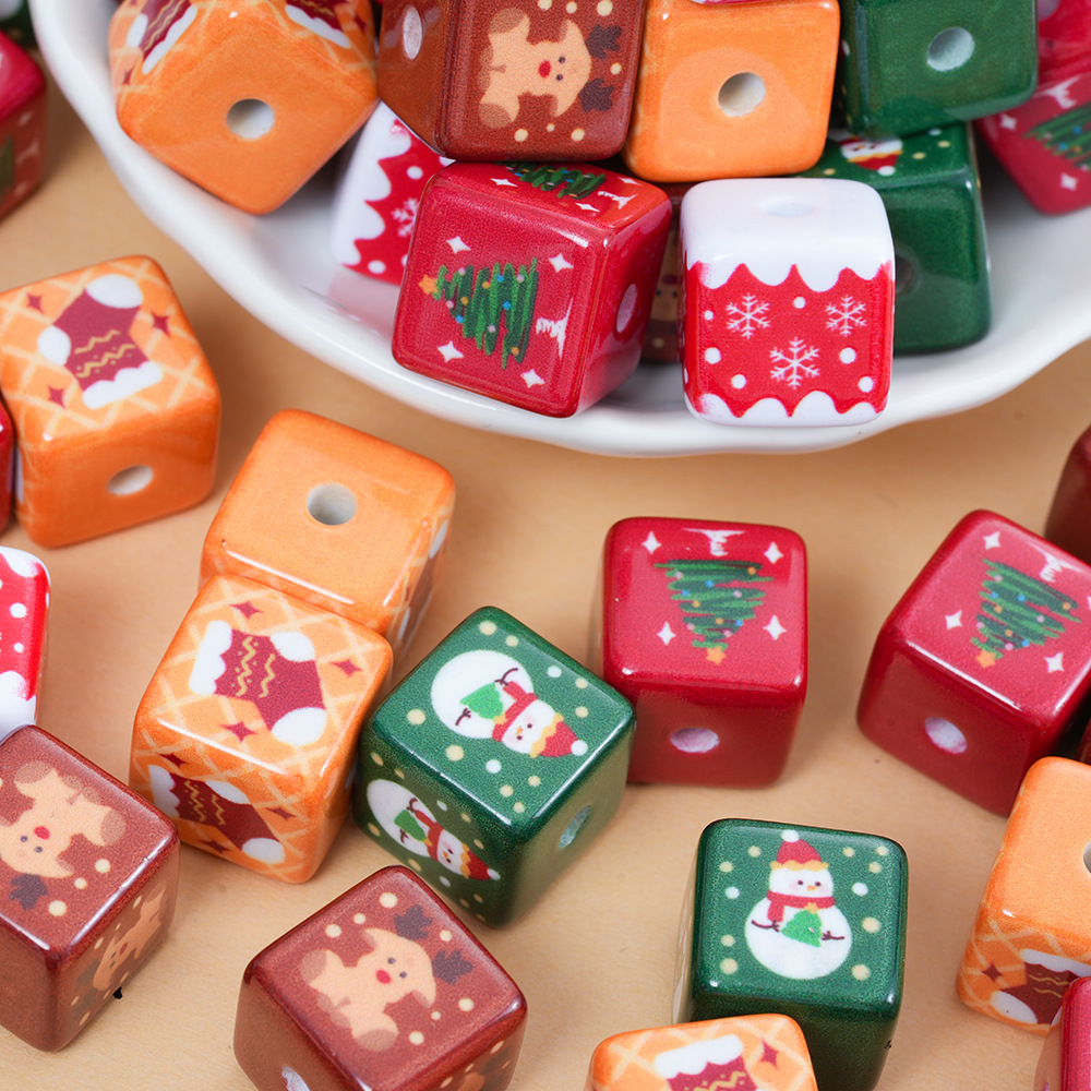 Wholesale Christmas Square Beads DIY Mobile Phone Chain Beads