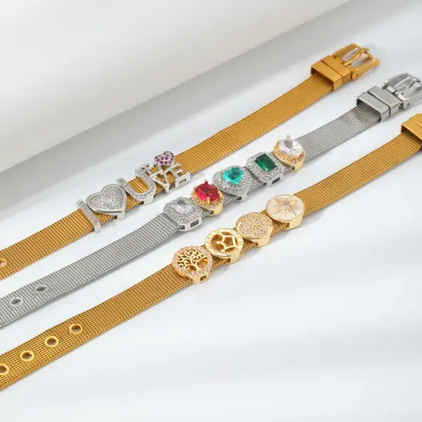 Fashionable DIY Heart Shaped Copper Bracelet Birthday Gift Cute Style Unisex Daily Accessory Geometric Pattern Jewelry