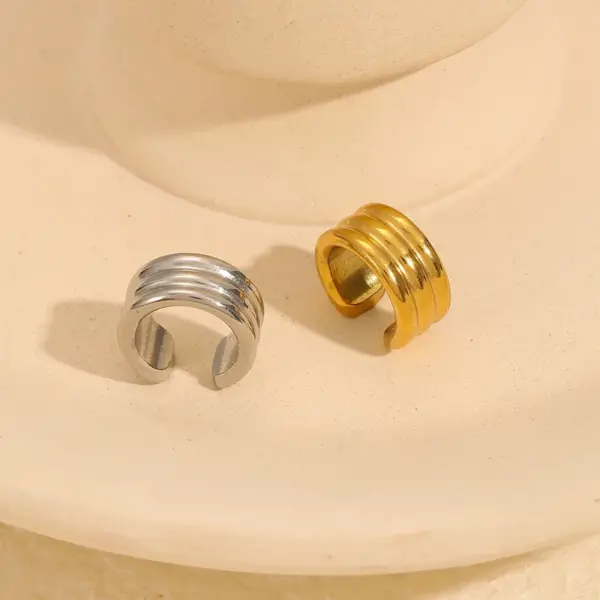 Wholesale PVD Coated Real Gold Plated 18K Gold Geometric 304 Stainless Steel IG Style Waterproof Non Tarnish Ear Cuffs