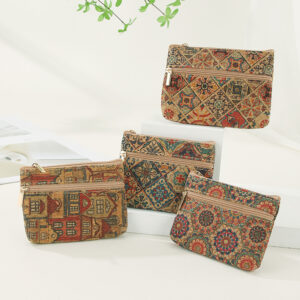 Wholesale Original wood grain double layer coin purse card case key case data cable storage bag