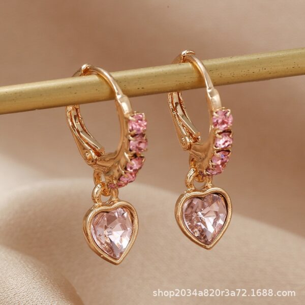 Wholesale Pair of Cute Fashion Eco-friendly Metal Alloy Diamond Peach Heart Pendant Earrings Valentine's Day Mother's Day Earrings Earrings