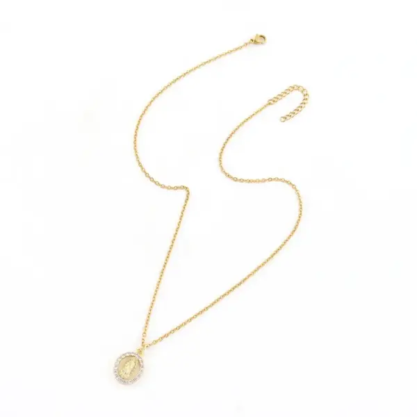 Wholesale PVD Coated Real Gold Plated Virgin Mary 201 Stainless Steel 304 Elegant Classic Style Waterproof Non Tarnish Pendant Necklace