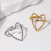 Wholesale Jewelry Sweet Heart Shape 304 Stainless Steel 18K Gold Plated Plating Hollow Out Stainless Steel Rings