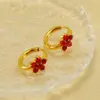Wholesale PVD Coated 18K Gold Plated Flower 304 Stainless Steel Elegant Retro Waterproof Non Tarnish Earrings