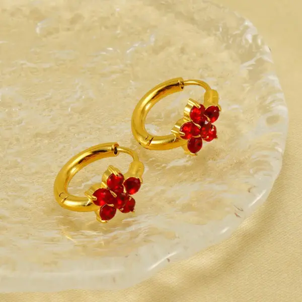 Wholesale PVD Coated 18K Gold Plated Flower 304 Stainless Steel Elegant Retro Waterproof Non Tarnish Earrings