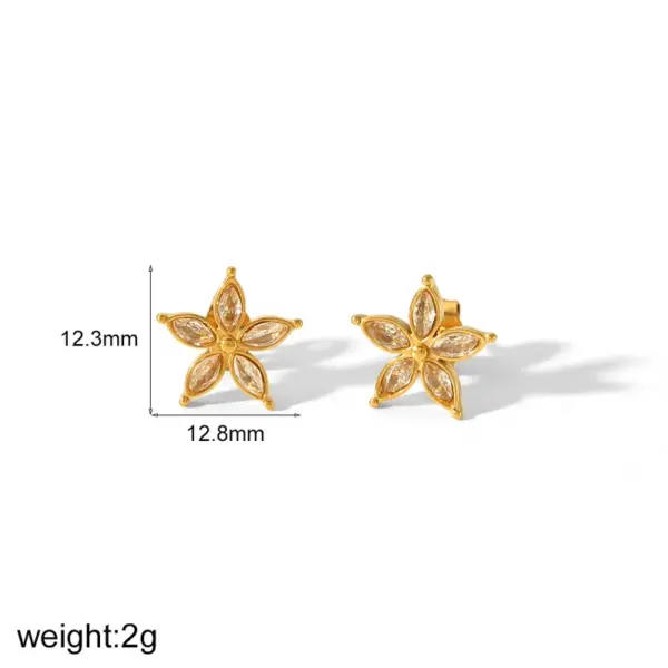 Wholesale PVD Coated Real Gold Plated 18K Gold Heart Shape Flower Butterfly 304 Stainless Steel IG Style Sweet Waterproof Non Tarnish Ear Studs