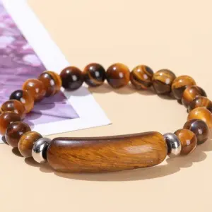 3a Natural Yellow Tiger Eyes Bridge Bracelet / 8mm Long Tube 10 * 39mm