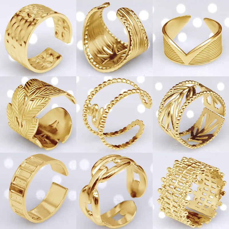Wholesale Retro Solid Color Titanium Steel Plating Open Ring 1 Piece