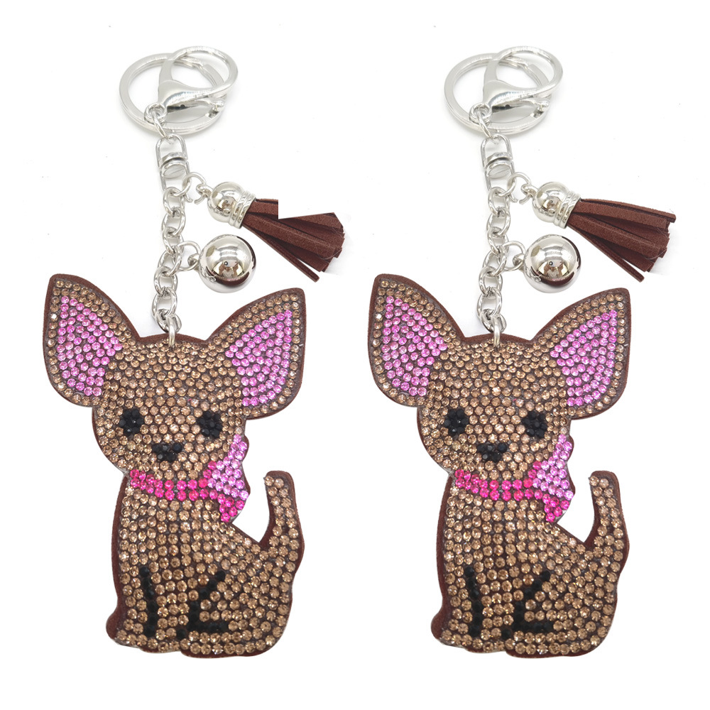 Wholesale Creative Veet Diamond-encrusted Cartoon Desert Fox Key Chain