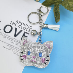 oly-0ac9be6f82ab70605acac2deb5bb3c3d Wholesale 4pcs Creative Gift Rod Hot Chart Diamond-encrusted Cat Keychain