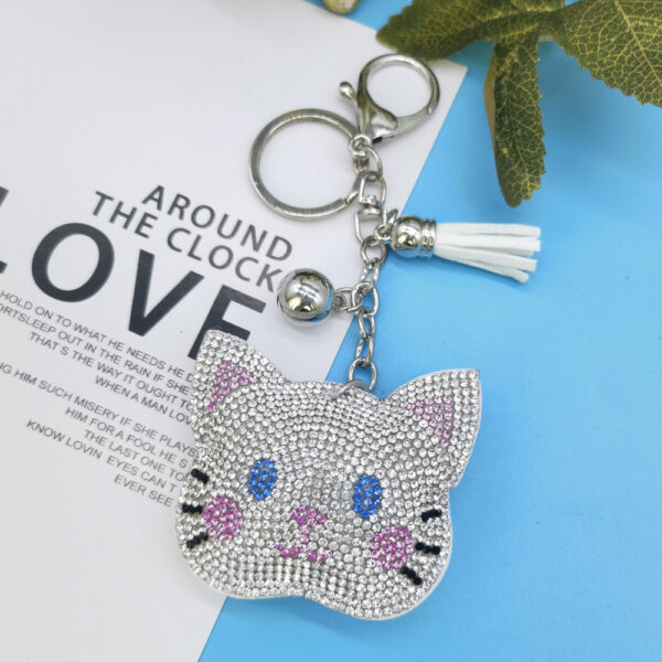oly-0ac9be6f82ab70605acac2deb5bb3c3d Wholesale 4pcs Creative Gift Rod Hot Chart Diamond-encrusted Cat Keychain