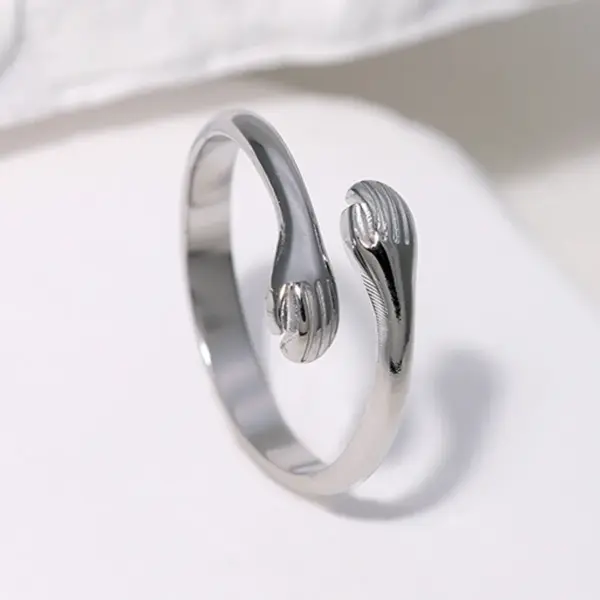 Wholesale PVD Coated Real Gold Plated 18K Gold Solid Color 304 Stainless Steel Simple Style Waterproof Non Tarnish Open Rings