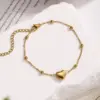 Wholesale Vacation Classic Style Heart Shape 304 Stainless Steel Cable Chain Bracelets In Bulk