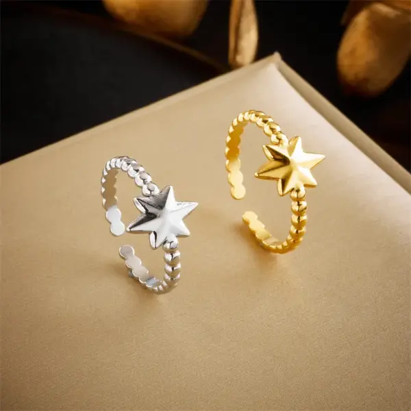 Wholesale Jewelry Basic Cross Star 304 Stainless Steel 18K Gold Plated Gold Plated Stainless Steel Rings
