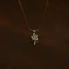 304 Stainless Steel Heart Shape Flower Butterfly PVD Coated Zircon Abalone Shell 18K Gold Plated Simple Style Commute Inlay Gold Pendant Necklace