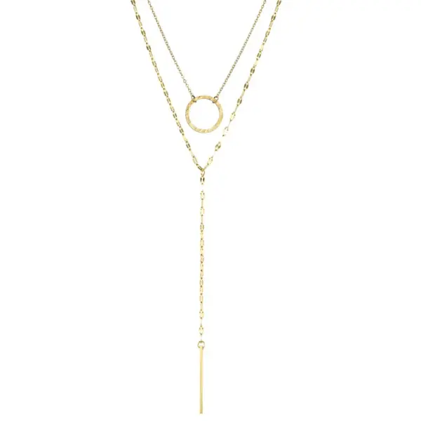 14K Gold Real Gold Plated 316 Stainless Steel PVD Coated Geometric Tassel Waterproof Non Tarnish Plating Fashion Necklace For Women'S