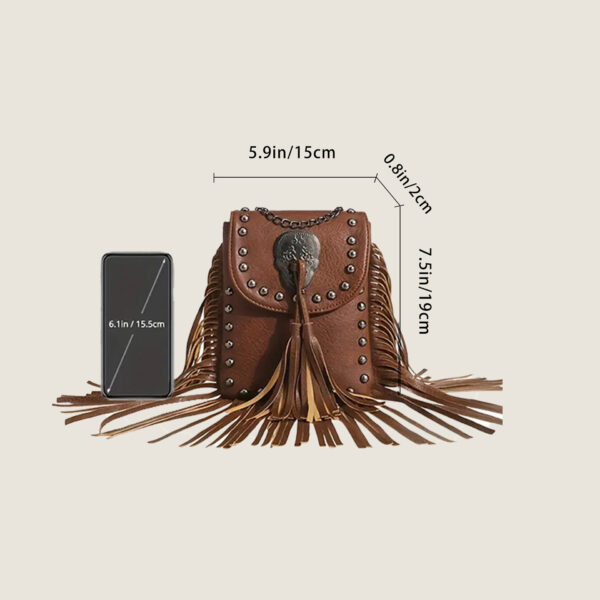 Wholesale Spot Tassel Bag New Casual Retro Tassel Rivet Personalized Mobile Phone Bag Shoulder Crossbody Chain Small Bag for Women