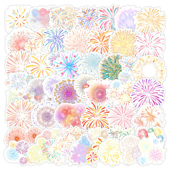 oly-0ae360e6e596ff74ea5c928b3a14f513 Wholesale 50 Cute Fireworks Graffiti Stickers Water Cup Mobile Phone Waterproof Decorative Stickers Creative Cartoon Fireworks Stickers