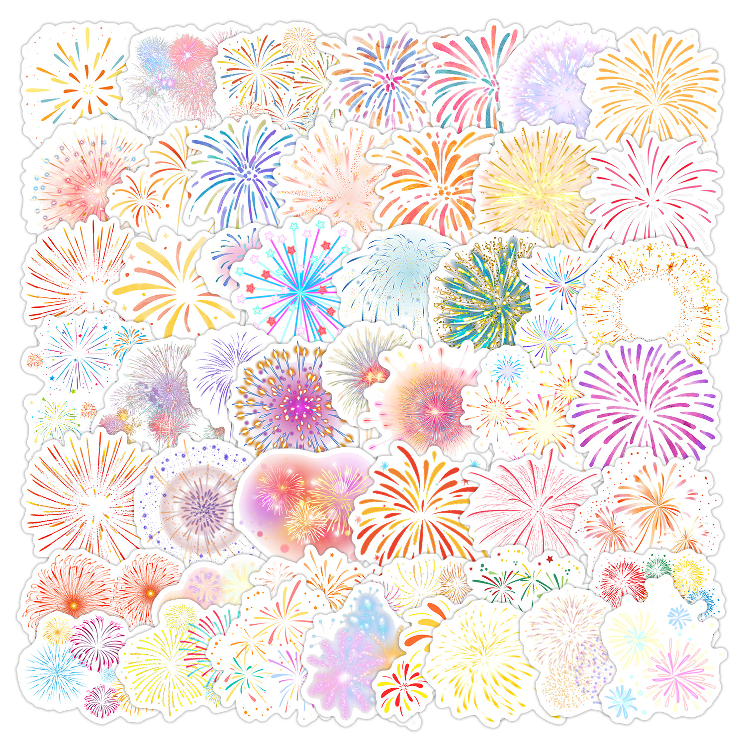 Wholesale 50 Cute Fireworks Graiti Stickers Water C Mobile Phone Waterproof Decorative Stickers Creative Cartoon Fireworks Stickers