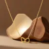 Wholesale Heart-shaped Stainless Steel Necklace For Women, Versatile And High-end Shell Pendant Jewelry Accessory, Geometric Pattern Simple Style Pendant Necklace