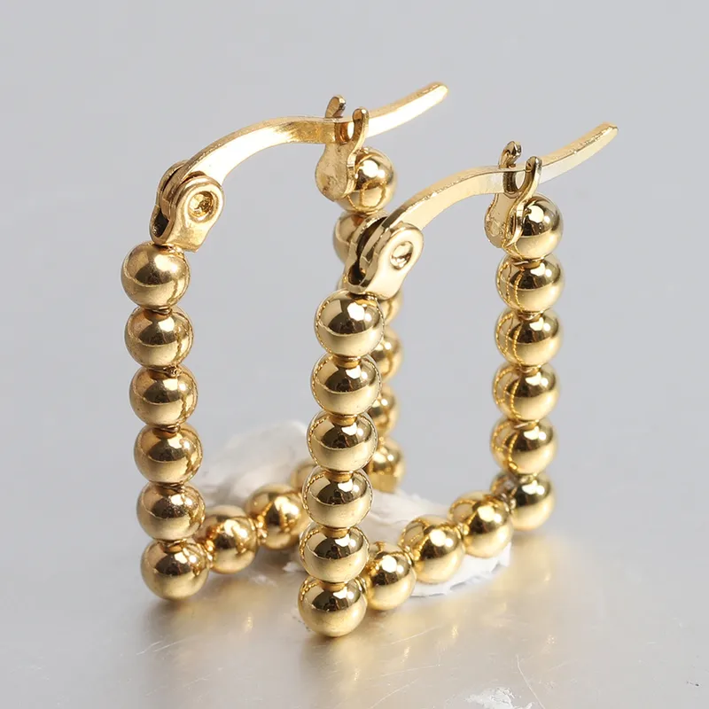 Wholesale 1 Pair Simple Style Geometric Solid Color Plating Stainless Steel Hoop Earrings