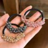 Wholesale Light Luxury Imitation Crystal Beaded Head Rope Women's Japanese and Korean High-end Hair Ring Bracelet Dual-use Women's Exquisite Paytail Hair Rope Rubber Strap