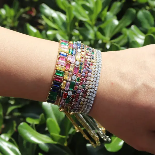 Wholesale Copper Inlay Round Zircon Copper Bracelets