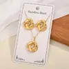 Wholesale 304 Stainless Steel Gold Plated Spiral Hoop Earrings Necklace Set Irregular Round Shape Fashion Jewelry Accessories For Women