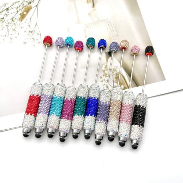 Wholesale DIY Gradient Full Diamond Pen Creative Multi-Functional Beaded Touch Screen Pen Plug-In Mobile Phone iPad Touch Capacitive Pen