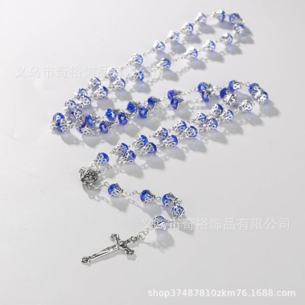Wholesale Rosary Crystal Bead Cross Pendant Necklace