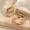 Wholesale Popular DIY Jewelry 201 Stainless Steel Water Plating Pattern Hoop Earrings Round Design Polished Finish